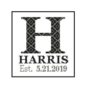 1 Custom Monogram Cross Stitch Pattern Modern Cross Stitch Monogram ...