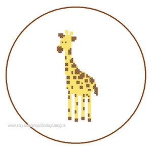 Descarga instantánea linda Jirafa Cruz Puntada Patrón amarillo pared art cojines suéter Jungle animales guardería regalo