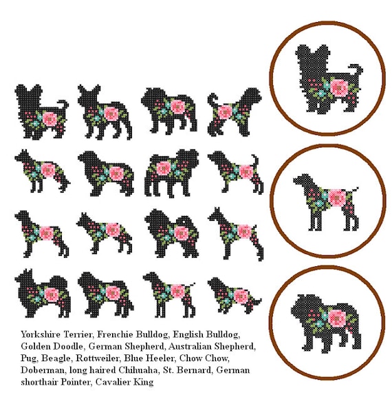 48 Mini Dog Christmas Ornaments Cross Stitch Christmas Mini Etsy