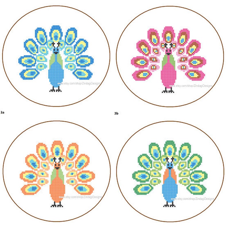 Instant Downloadable Cross Stitch Pattern Cute Peacock Etsy