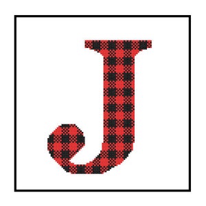 Buffalo Plaid Monogram J Cross Stitch Pattern J Initial J Letter cross stitch Wedding Gift split letter cross Wedding Record Anniversary image 4