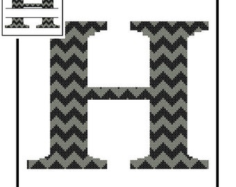 Chevron Monogram H Cross Stitch Pattern H Initial H Letter cross stitch Wedding Gift split letter cross Wedding Record Anniversary