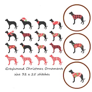 Può includere: Un set di 12 schemi di punto croce con levrieri che indossano maglioni natalizi festivi. Gli schemi sono progettati per ornamenti e misurano 32 x 25 punti. Gli schemi includono una varietà di design, tra cui un levriero con un cappello di Babbo Natale, un levriero con un maglione a quadri e un levriero con un maglione con un albero di Natale.