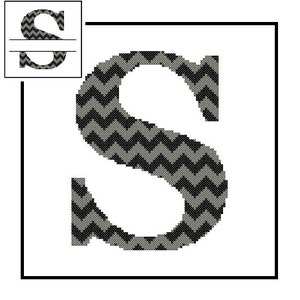 Chevron Monogram S Cross Stitch Pattern S Initial S Letter cross stitch Wedding Gift split letter cross Wedding Record Anniversary