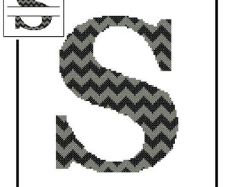 Chevron Monogram S Cross Stitch Pattern S Initial S Letter cross stitch Wedding Gift split letter cross Wedding Record Anniversary