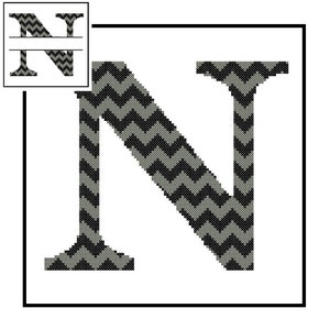 Chevron Monogram N Cross Stitch Pattern N Initial N Letter cross stitch Wedding Gift split letter cross Wedding Record Anniversary