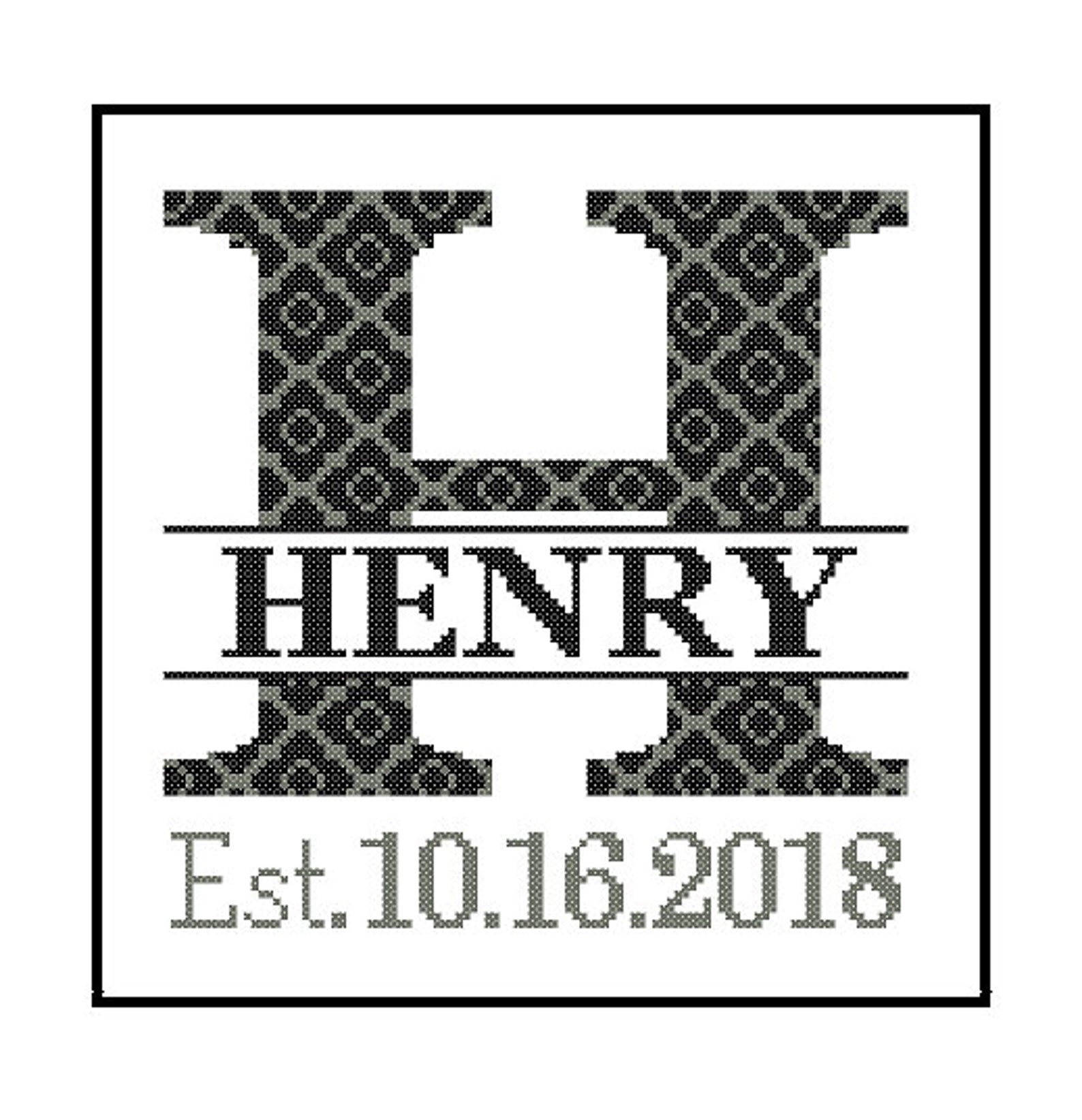 1 Custom Monogram Cross Stitch Pattern Modern Cross Stitch Etsy