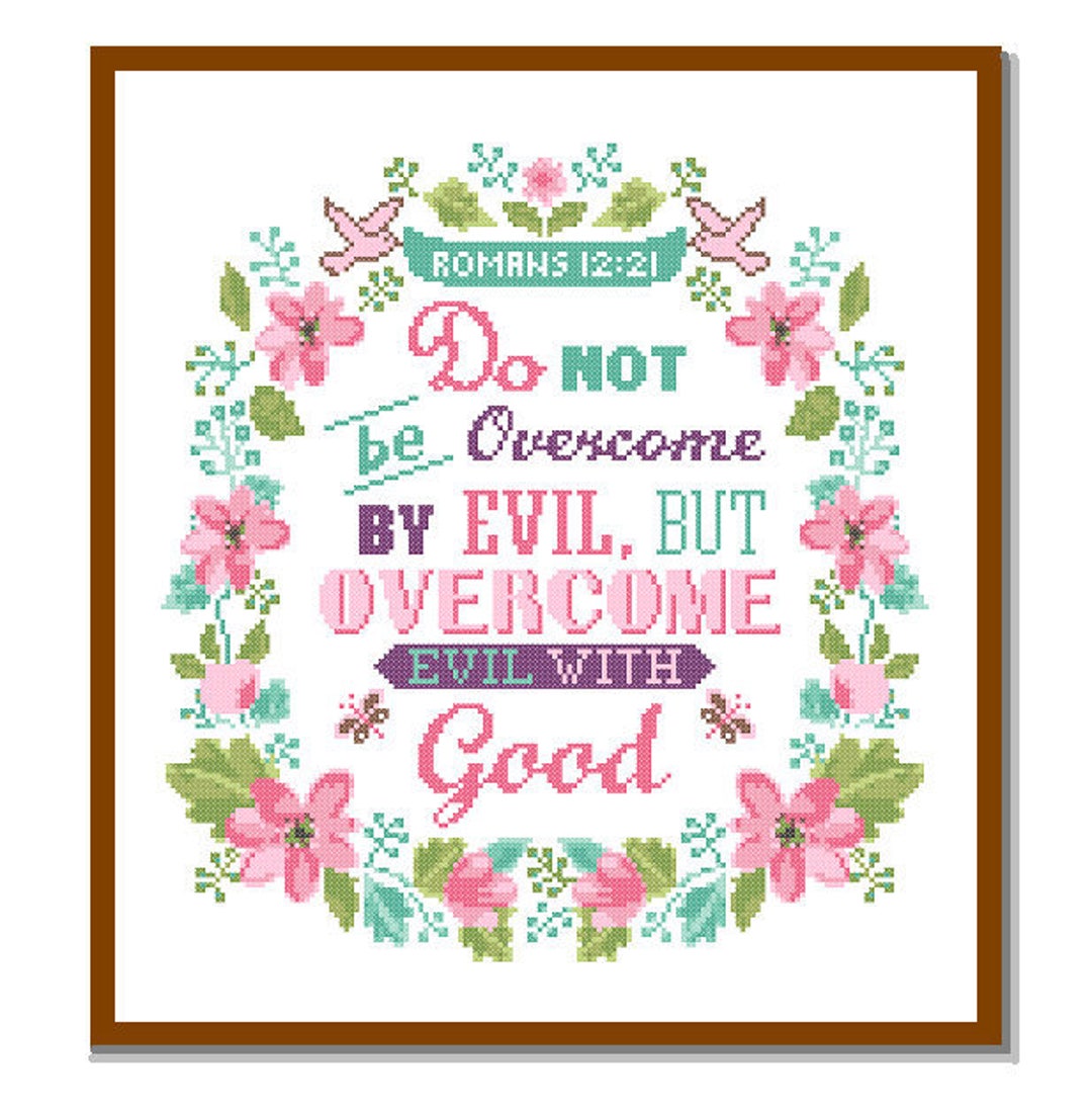 Christmas Cross Stitch Pattern Romans 12 21 Do Not Be Overcome by Evil ...
