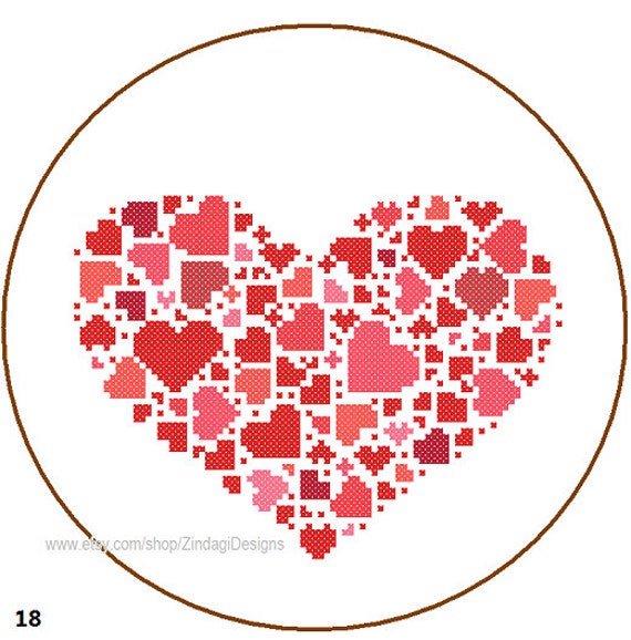 Moderne Kreuzstich Muster Herz Voll Herz Rot Rosa Valentinstag Etsy