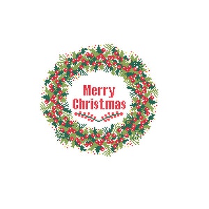 Christmas Cross Stitch Pattern modern cross stitch hollies Floral Merry Christmas cross stitch wreath cross stitch pattern image 2