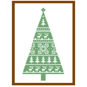 Modern Christmas Tree Cross Stitch Pattern Christmas Ornament Home Decor tree decoration cards great gift Instant Download