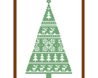 Modern Christmas Tree Cross Stitch Pattern Christmas Ornament Home Decor tree decoration cards great gift Instant Download