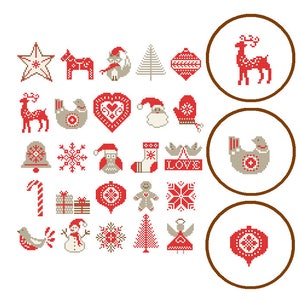 25 Christmas ornaments cross stitch Modern Christmas Cross Stitch Pattern Nordic Christmas Ornaments cross stitch scandinavian theme