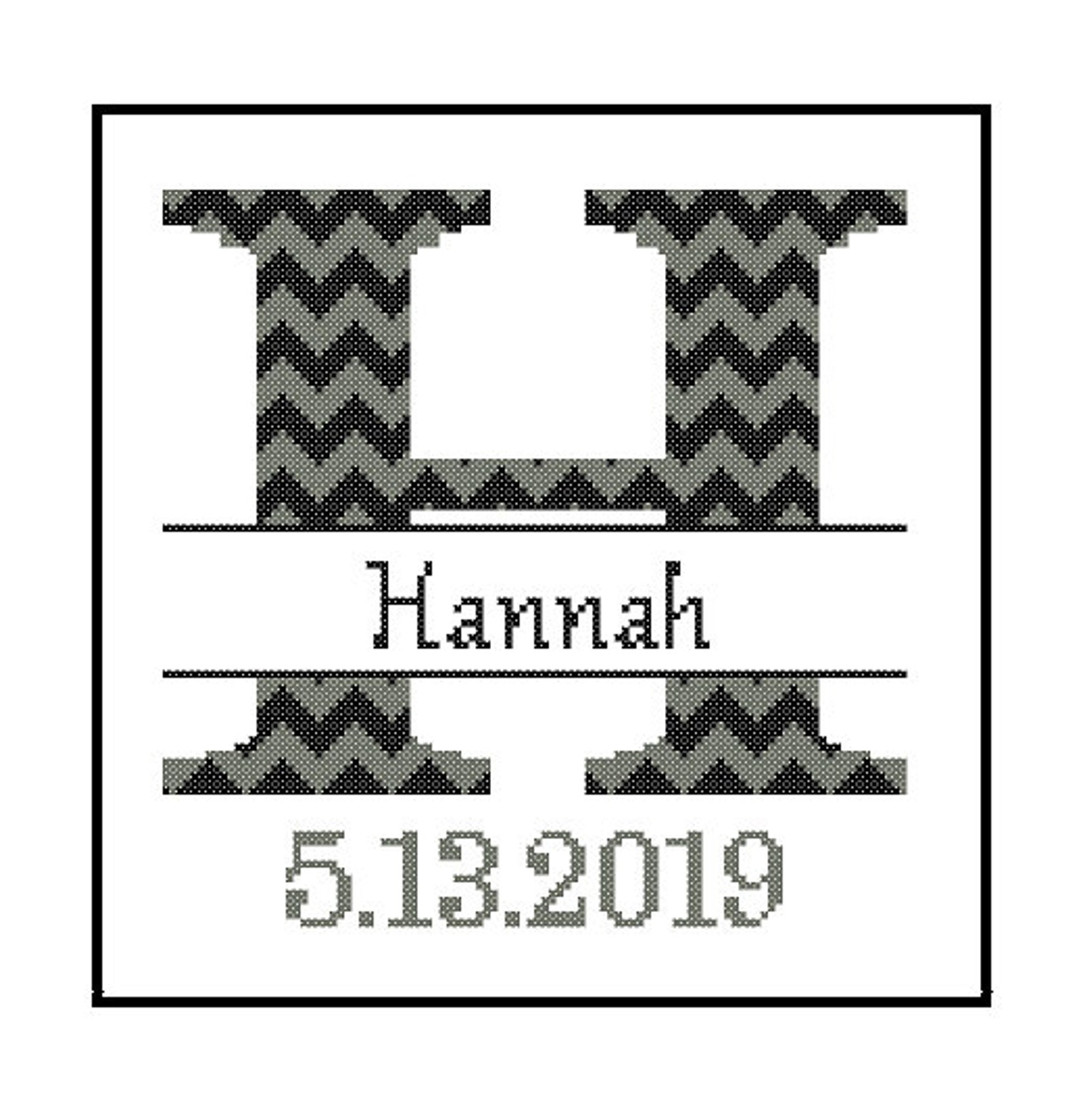 1 Custom Monogram Cross Stitch Pattern Modern Cross Stitch Etsy