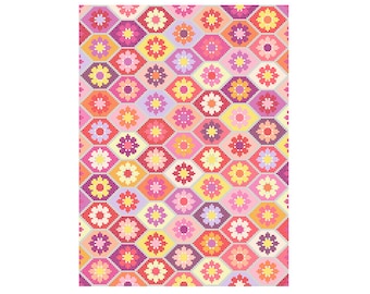 Flower Hexagons Geometric sampler cross stitch Geometrical Cross Stitch Pattern square cross stitch colorful cross stitch color therapy