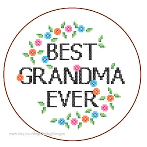 Grandma cross stitch mothers day cross stitch Pattern Instant Download Best Ever cute DIY mothers day gift Gran love mama