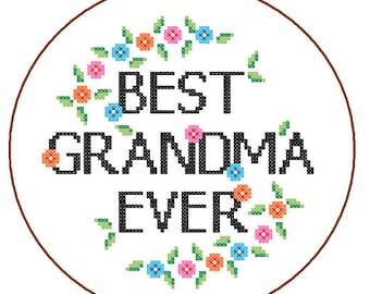 Grandma cross stitch mothers day cross stitch Pattern Instant Download Best Ever cute DIY mothers day gift Gran love mama