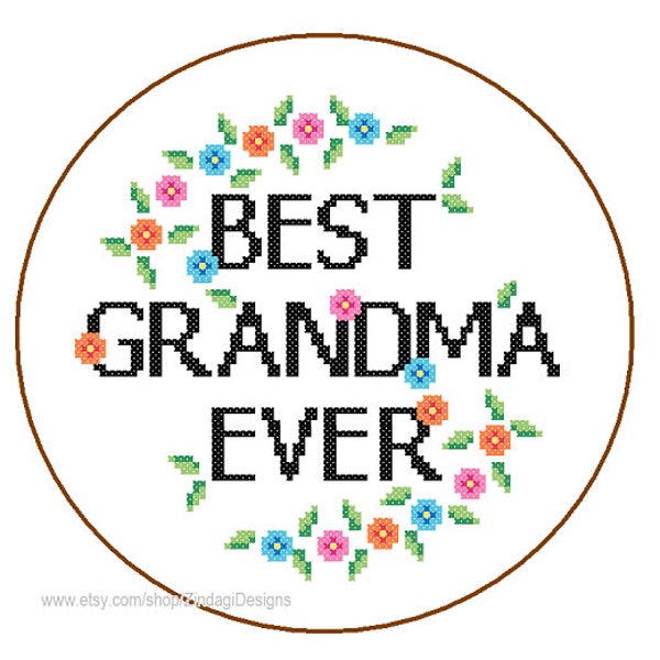 Grandma cross stitch mothers day cross stitch Pattern Instant Download Best Ever cute DIY mothers day gift Gran love mama