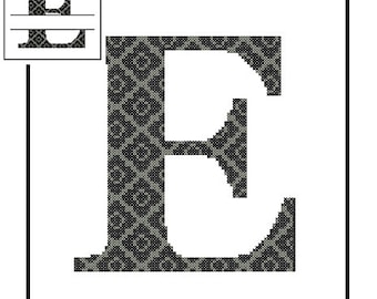 Monogram E Cross Stitch Pattern E Initial E Letter cross stitch Wedding Gift House Warming split letter cross Wedding Record Anniversary