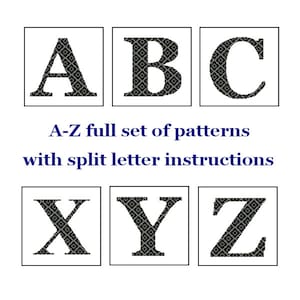 Monogram Cross Stitch A-Z alphabet set Letter cross stitch Pattern A to Z intial split letter cross Wedding Gift House Warming Anniversary