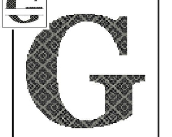 Monogram G Cross Stitch Pattern G Initial G Letter cross stitch Wedding Gift House Warming split letter cross Wedding Record Anniversary