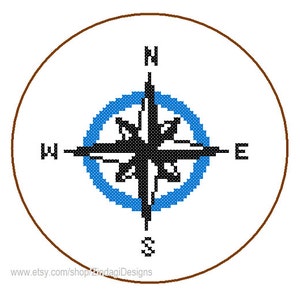 Download istantaneo Bussola nautica Punto croce Modello blu parete arte carta nautica grande regalo
