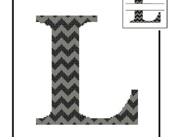 Chevron Monogram L Cross Stitch Pattern L Initial L Letter cross stitch Wedding Gift split letter cross Wedding Record Anniversary