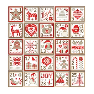 Patrón Punto de Cruz Navidad Sampler punto de cruz Navidad Nórdico Patrón Punto de Cruz Navidad Escandinavo Adornos punto de cruz