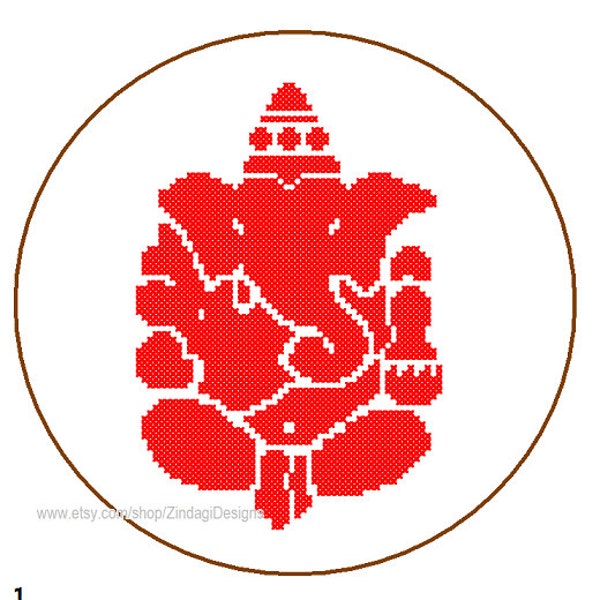 Ganesh Cross Stitch Pattern Lord Ganesha cross stitch Good beginnings good luck success lucky start remover of obstacles 2 colour great gift