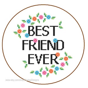 Friend cross stitch Pattern Instant Download Best Friend colourful quote DIY Friendship day gift Friend cross stitch Best Friend Ever 画像 1