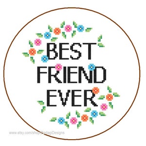 Friend cross stitch Pattern Instant Download Best Friend colourful quote DIY Friendship day gift Friend cross stitch Best Friend Ever