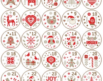 Christmas Cross Stitch Pattern Nordic Christmas sampler cross stitch Scandinavian Christmas Cross Stitch Ornaments cross stitch circles