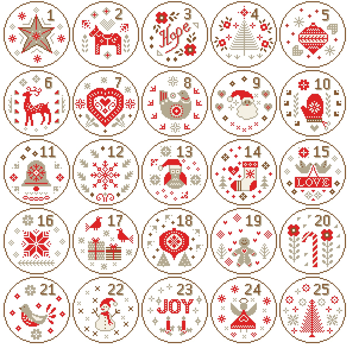 2023 Advent Calendar Cross Stitch Pattern 