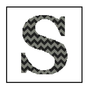 Chevron Monogram S Cross Stitch Pattern S Initial S Letter cross stitch Wedding Gift split letter cross Wedding Record Anniversary image 3