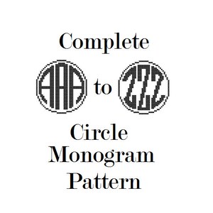 Circle Monogram cross stitch personalize Initial Alphabet Gift Home Decor Nursery Shower gift Wedding Anniversary