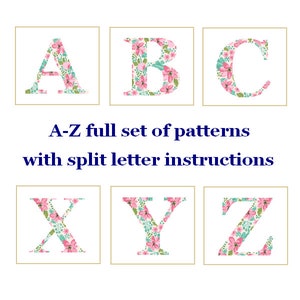 Monogram Cross Stitch A-Z alphabet set Floral Letter cross stitch Pattern A to Z intial split letter cross Wedding House Warming Anniversary