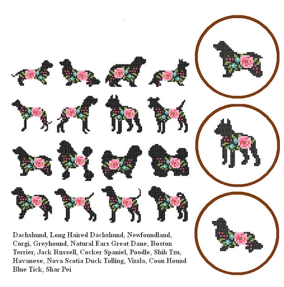 16 Mini Dog Christmas Ornaments Cross Stitch Christmas Mini Etsy