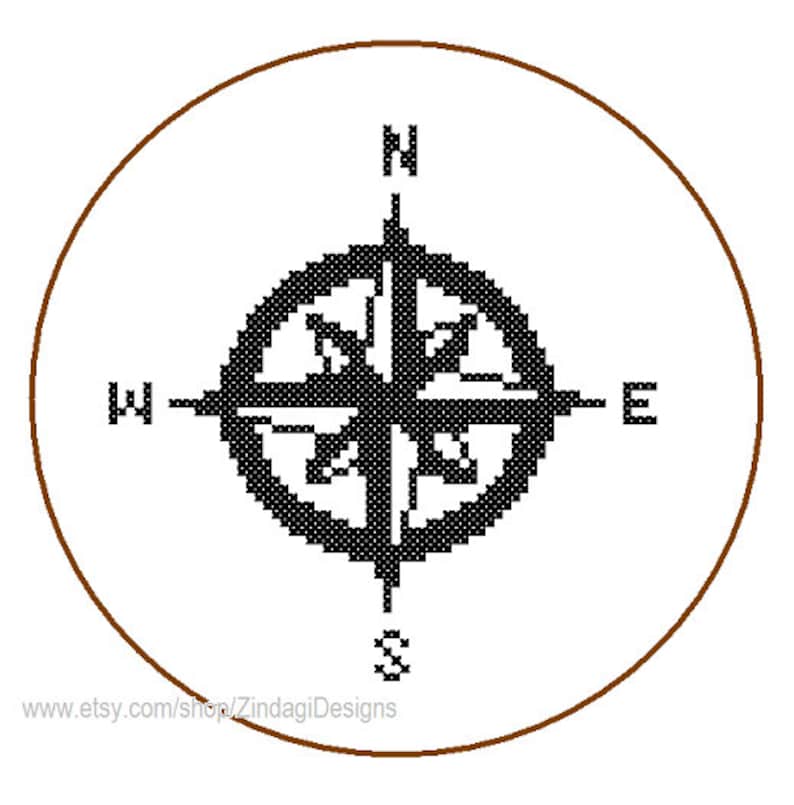 Instant Download Nautical Compass Cross Stitch Pattern Blue Etsy Compass cross stitch pattern pdf instant download beginners