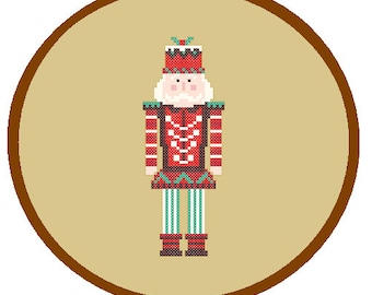 Instant Download Cross Stitch Pattern Nutcracker Whimsical Christmas Ornament burlap Wall Home Decor tree decoration cards great gift