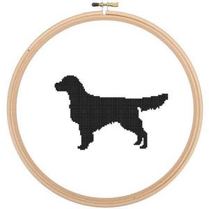 Golden Retriever Silhouette Cross Stitch Pattern Pet animal wall art Dog cross stitch modern trendy great gift