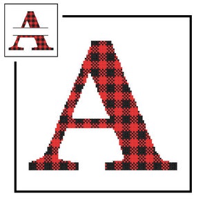 Buffalo Plaid Monogram A Cross Stitch Pattern A Initial A Letter cross stitch Wedding Gift split letter cross Wedding Record Anniversary
