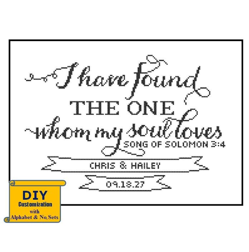 Song of Solomon cross stitch I have found the one DIY customizable Pattern Modern Wedding cross stitch Wedding Record Sampler Anniversary image 1