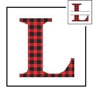 Buffalo Plaid Monogram L Cross Stitch Pattern L Initial L Letter cross stitch Wedding Gift split letter cross Wedding Record Anniversary