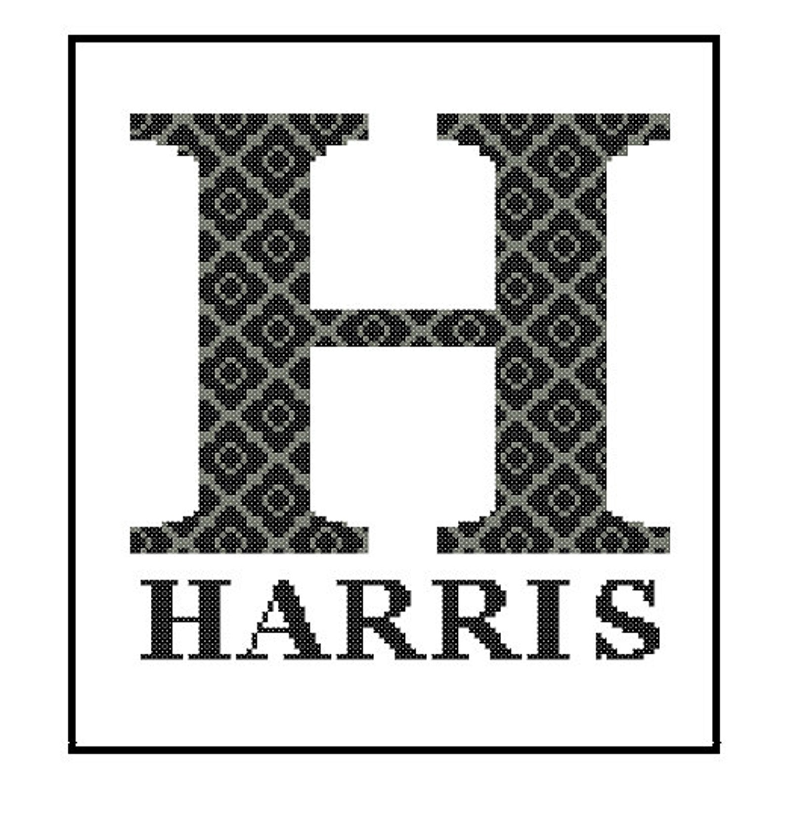 1 Custom Monogram Cross Stitch Pattern Modern Cross Stitch Etsy