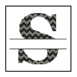 Chevron Monogram S Cross Stitch Pattern S Initial S Letter cross stitch Wedding Gift split letter cross Wedding Record Anniversary image 4