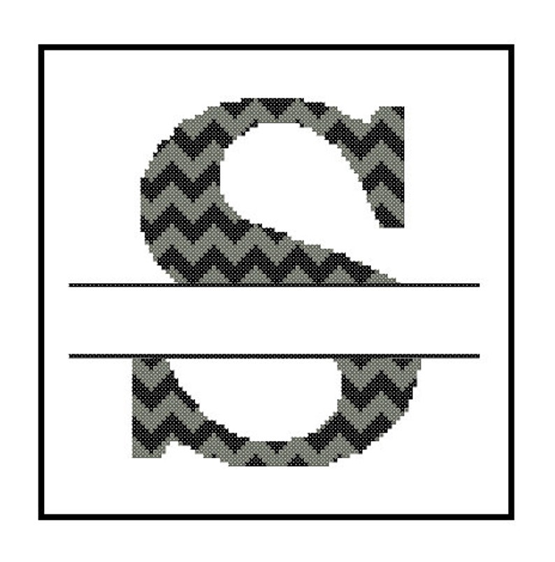 Chevron Monogram S Cross Stitch Pattern S Initial S Letter cross stitch Wedding Gift split letter cross Wedding Record Anniversary image 4