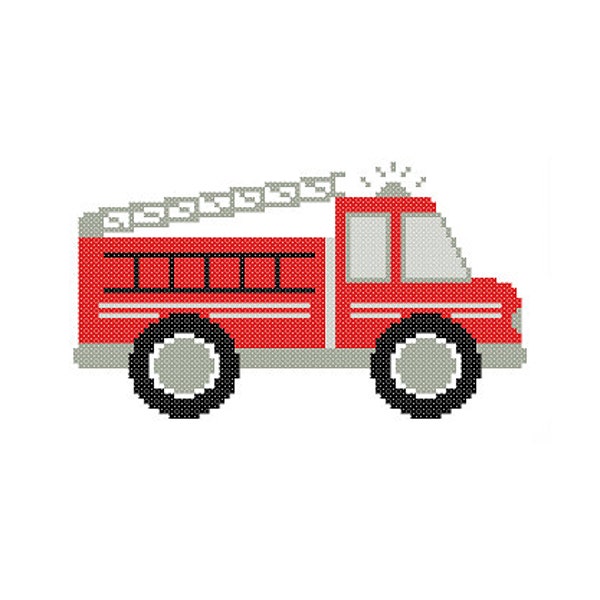 Camion de pompier point de croix modèle pompier point de croix pépinière transport véhicule lourd rouge noir mur art Téléchargement instantané bébé garçon