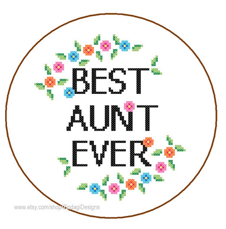 Aunt cross stitch Pattern Instant Download Best Aunt Ever colourful quote DIY mothers day gift aunt love aunt cross stitch Best Aunt Ever image 1