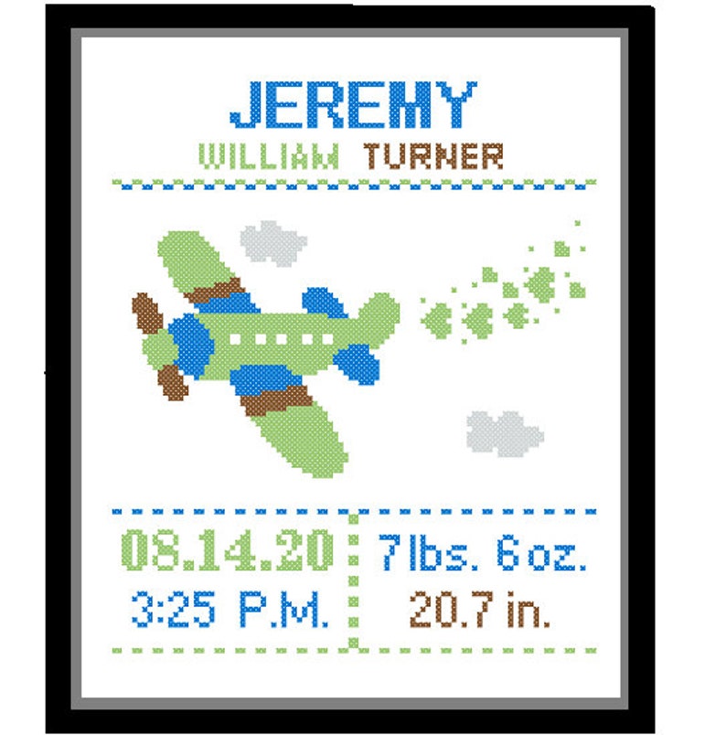 1 Cross Stitch Custom Pattern Baby Boy Personalised Birth - Etsy