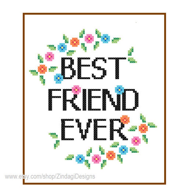Friend cross stitch Pattern Instant Download Best Friend colourful quote DIY Friendship day gift Friend cross stitch Best Friend Ever 画像 2